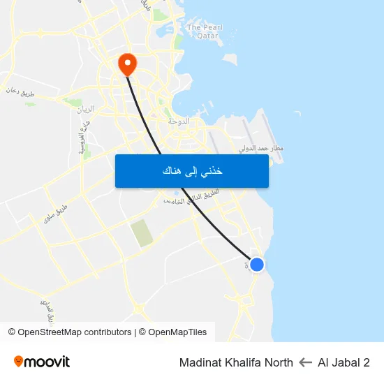 Al Jabal 2 to Madinat Khalifa North map