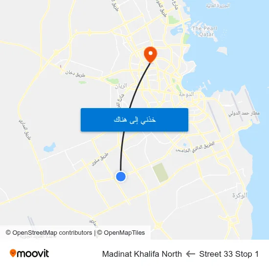 Street 33 Stop 1 to Madinat Khalifa North map