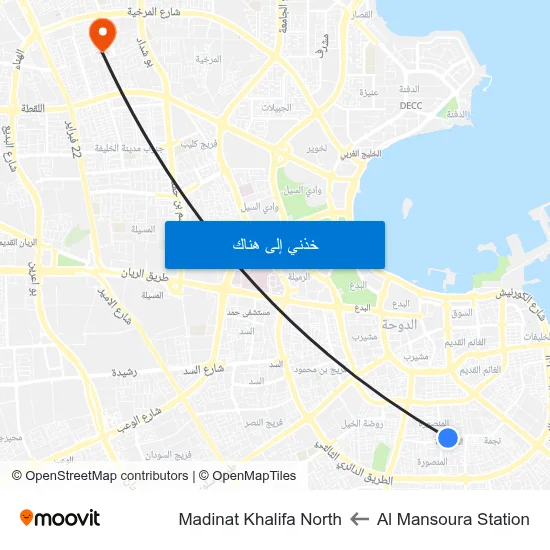 Al Mansoura Station to Madinat Khalifa North map