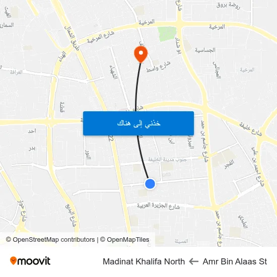 Amr Bin Alaas St to Madinat Khalifa North map