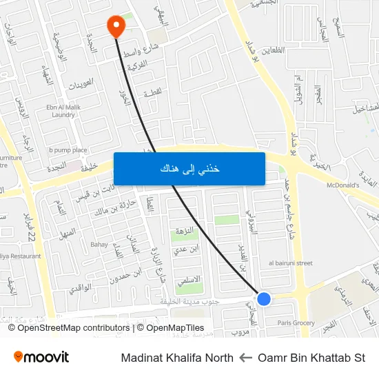 Oamr Bin Khattab St to Madinat Khalifa North map