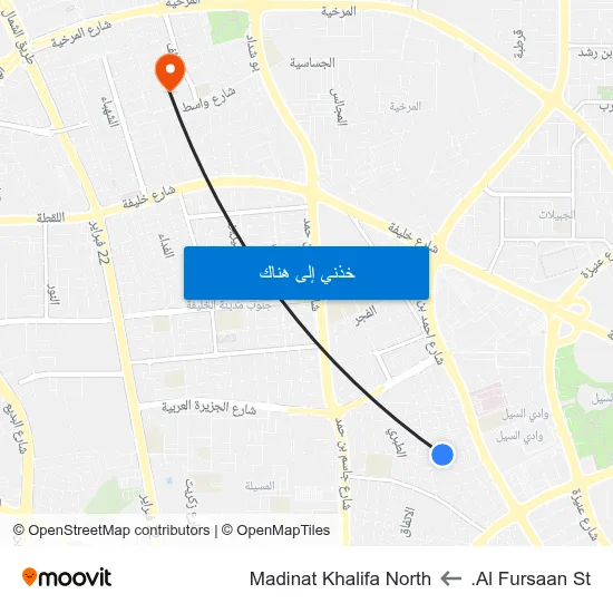 Al Fursaan St. to Madinat Khalifa North map