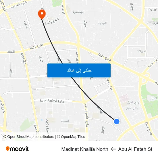 Abu Al Fateh St to Madinat Khalifa North map