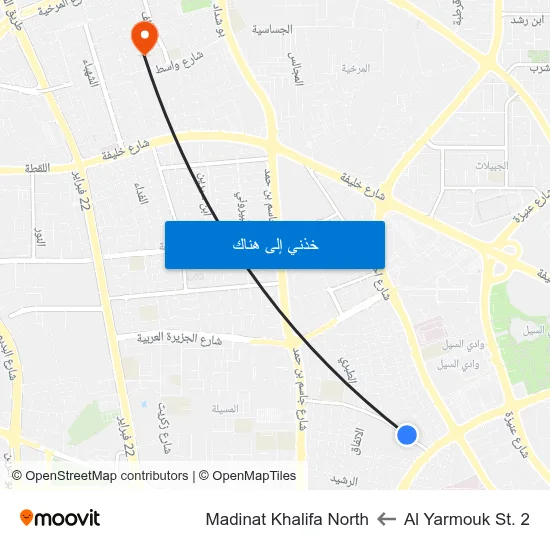 Al Yarmouk St. 2 to Madinat Khalifa North map