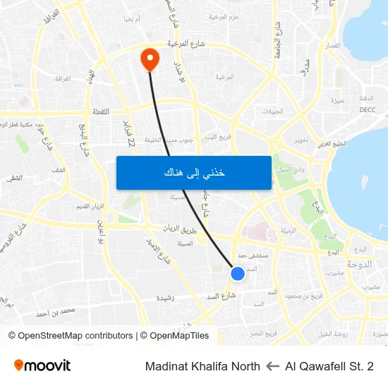 Al Qawafell St. 2 to Madinat Khalifa North map