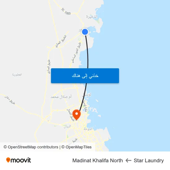 Star Laundry to Madinat Khalifa North map