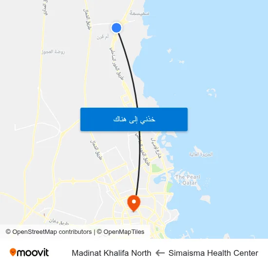 Simaisma Health Center to Madinat Khalifa North map