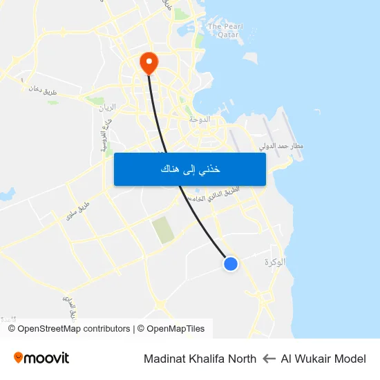 Al Wukair Model to Madinat Khalifa North map