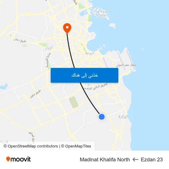 Ezdan 23 to Madinat Khalifa North map