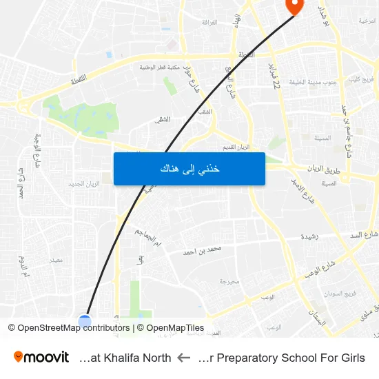 Muaither Preparatory School For Girls to Madinat Khalifa North map
