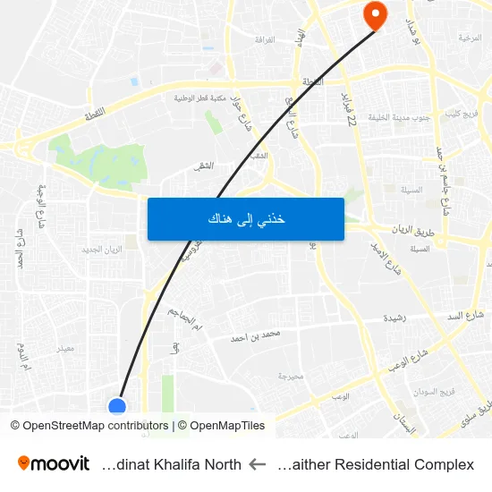 Muaither Residential Complex to Madinat Khalifa North map