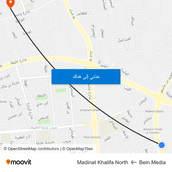 Bein Media to Madinat Khalifa North map