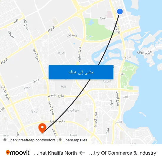 Ministry Of Commerce & Industry to Madinat Khalifa North map