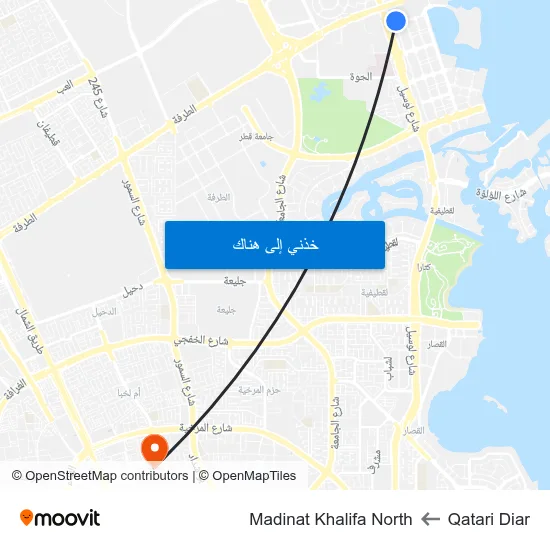 Qatari Diar to Madinat Khalifa North map