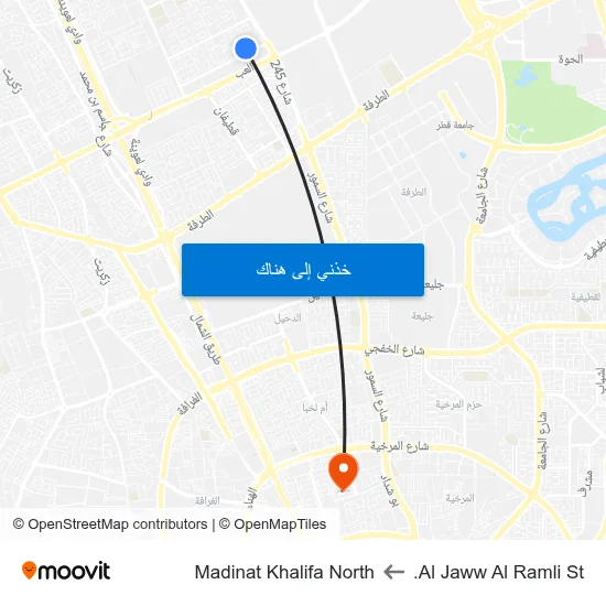Al Jaww Al Ramli St. to Madinat Khalifa North map