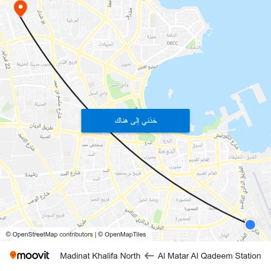 Al Matar Al Qadeem Station to Madinat Khalifa North map
