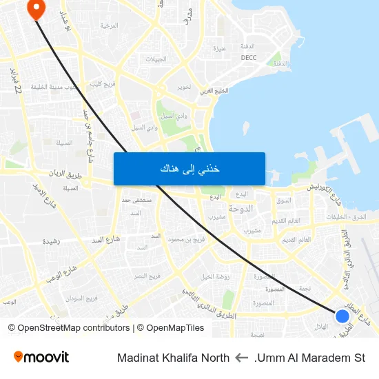 Umm Al Maradem St. to Madinat Khalifa North map