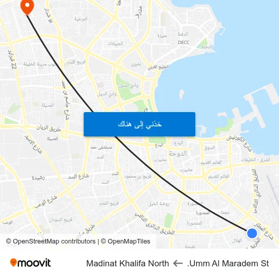 Umm Al Maradem St. to Madinat Khalifa North map