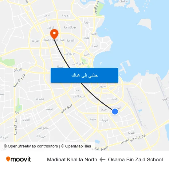 Osama Bin Zaid School to Madinat Khalifa North map