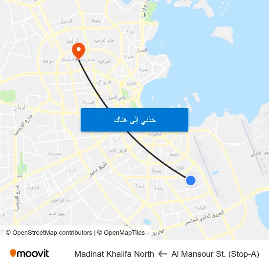 Al Mansour St. (Stop-A) to Madinat Khalifa North map