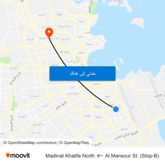 Al Mansour St. (Stop-B) to Madinat Khalifa North map