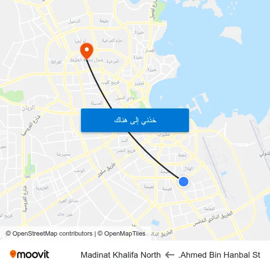 Ahmed Bin Hanbal St. to Madinat Khalifa North map