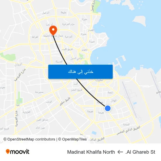 Al Ghareb St. to Madinat Khalifa North map