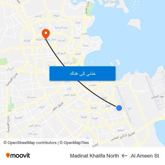 Al Ameen St. to Madinat Khalifa North map