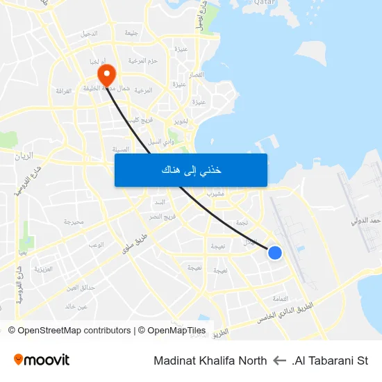 Al Tabarani St. to Madinat Khalifa North map