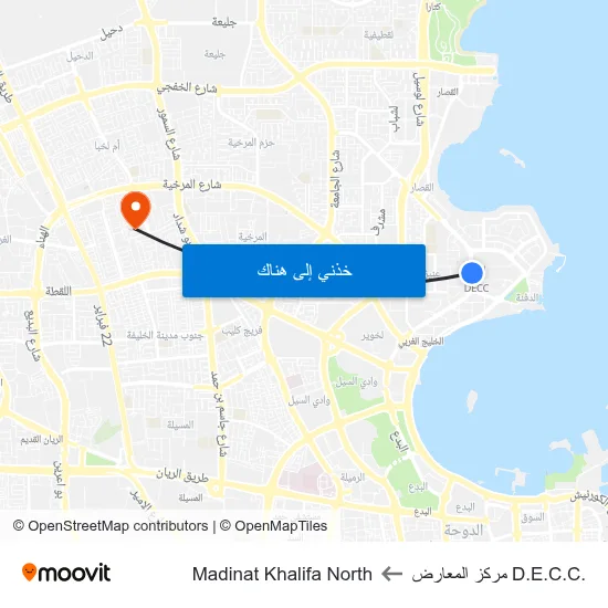 .D.E.C.C مركز المعارض to Madinat Khalifa North map