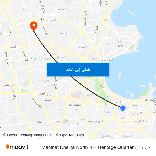 حي تراثي Heritage Quarter to Madinat Khalifa North map