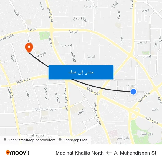 Al Muhandiseen St to Madinat Khalifa North map