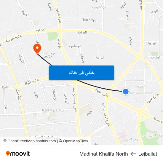 Lejbailat to Madinat Khalifa North map