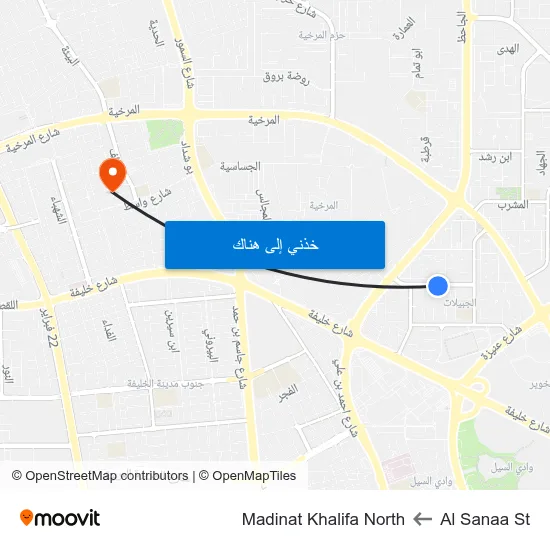 Al Sanaa St to Madinat Khalifa North map