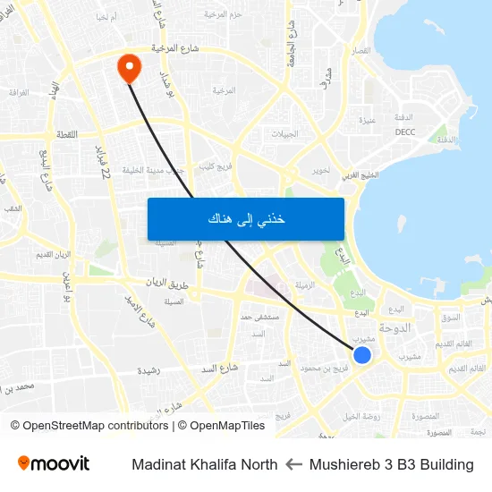 Mushiereb 3 B3 Building to Madinat Khalifa North map