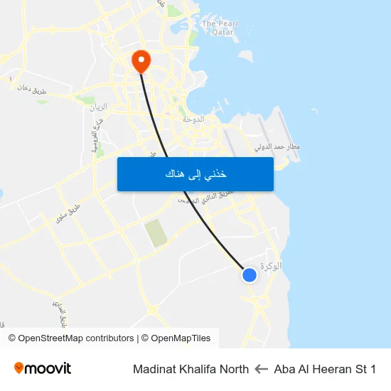 Aba Al Heeran St 1 to Madinat Khalifa North map