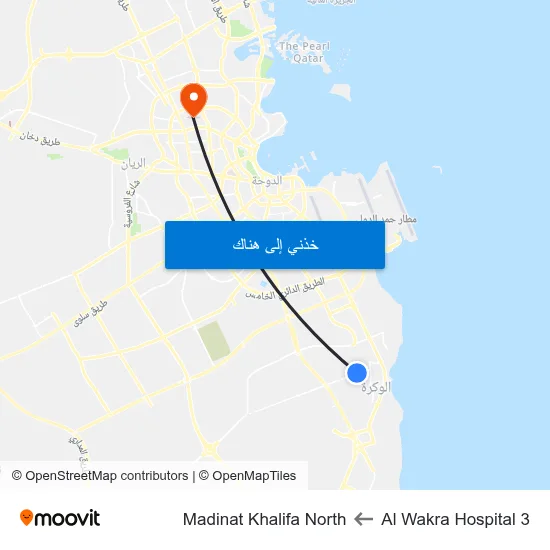 Al Wakra Hospital 3 to Madinat Khalifa North map