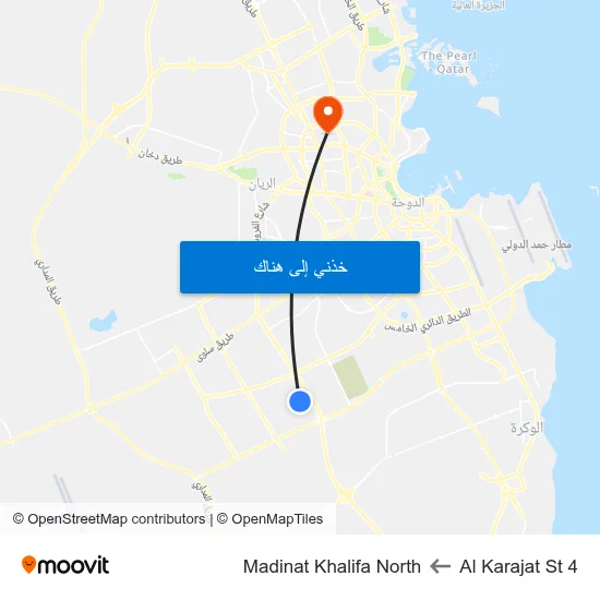 Al Karajat St 4 to Madinat Khalifa North map