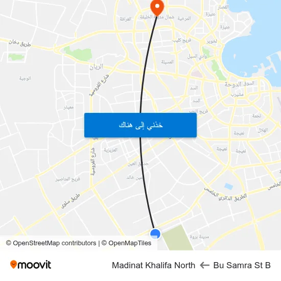 Bu Samra St B to Madinat Khalifa North map