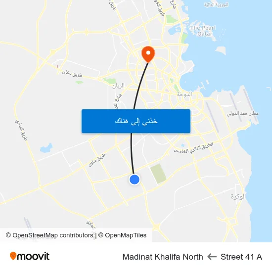 Street 41 A to Madinat Khalifa North map