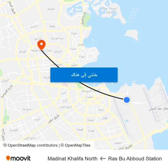 Ras Bu Abboud Station to Madinat Khalifa North map