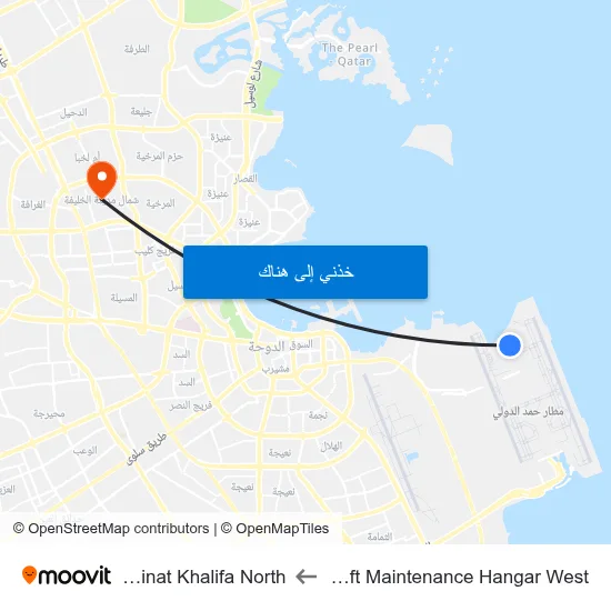 Aircraft Maintenance Hangar West to Madinat Khalifa North map
