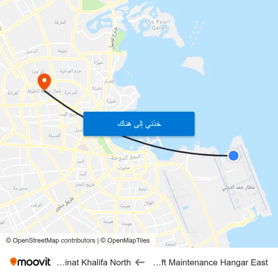 Aircraft Maintenance Hangar East to Madinat Khalifa North map