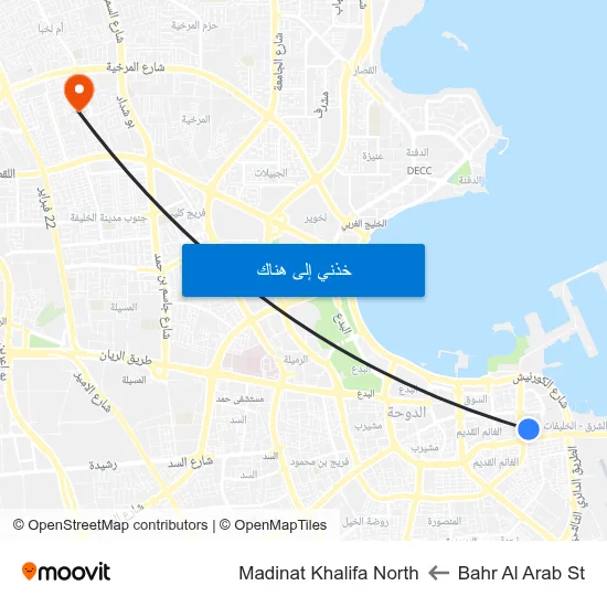Bahr Al Arab St to Madinat Khalifa North map