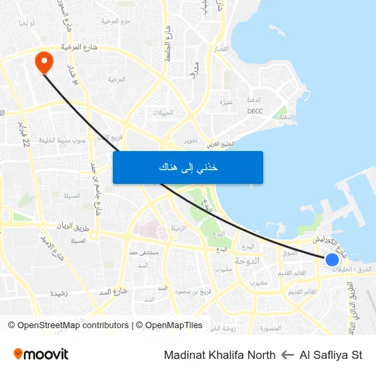 Al Safliya St to Madinat Khalifa North map
