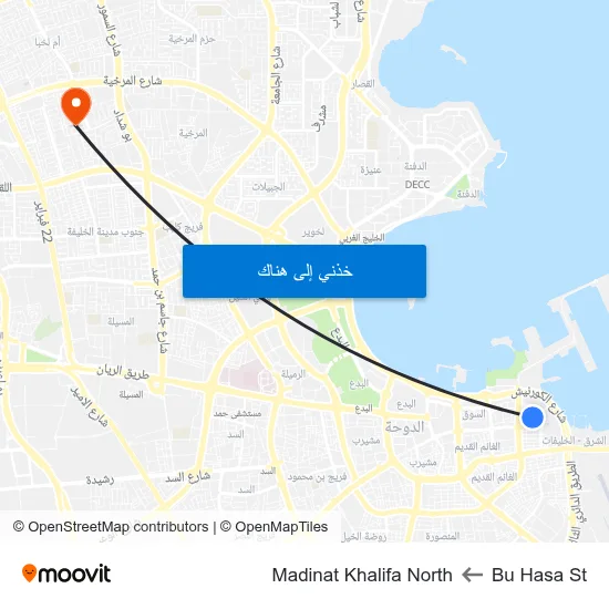 Bu Hasa St to Madinat Khalifa North map