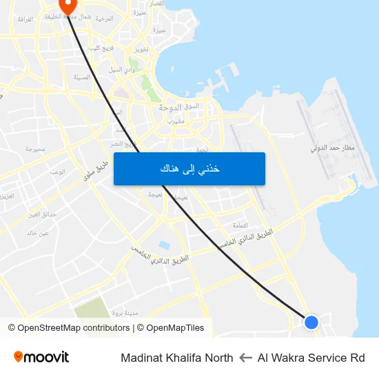 Al Wakra Service Rd to Madinat Khalifa North map