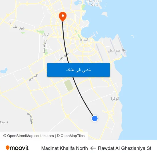 Rawdat Al Ghezlaniya St to Madinat Khalifa North map