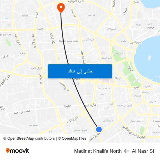 Al Nasr St to Madinat Khalifa North map