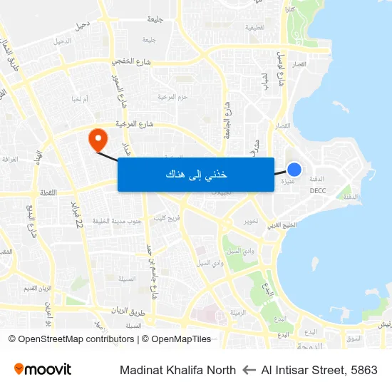 Al Intisar Street, 5863 to Madinat Khalifa North map